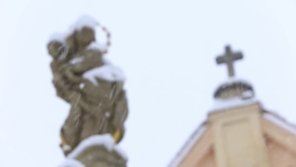 Estatua de la Virgen María y Jesús — Vídeo de stock