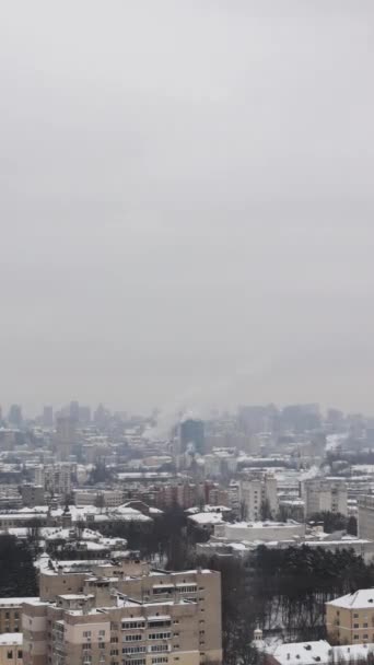 Timelapse top view over business center of Kyiv City in Ukraine, industrial and financial district with skyscrapers, on a dramatic cloudy day — Stock Video