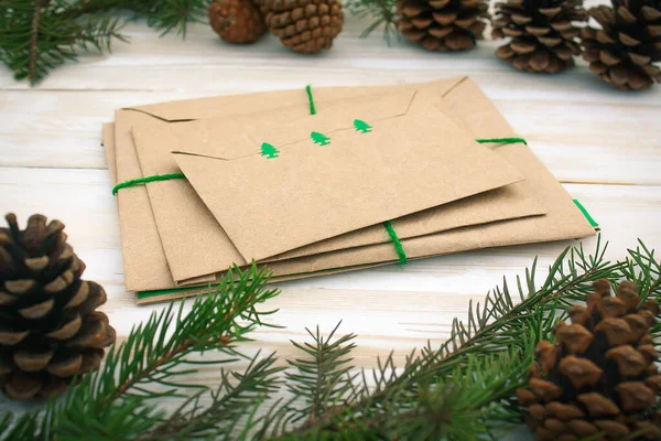 Noel Kış Mektupları Için Zarflar — Stok fotoğraf