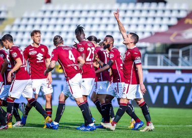 Torino FC 'den Andrea Belotti, Torino FC ile Cagliari Calcio arasındaki 18 Ekim 2020 - Fotoğraf Fabrizio Carabelli / LM
