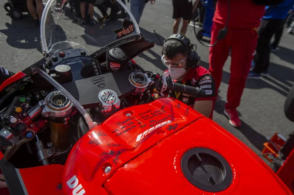 Aruba Ducati车队对Chaz Davies自行车的奉献 第8轮Pirelli Estoril Race2 意大利波尔图加尔 Estoril 2020年10月18日 Otto — 图库照片