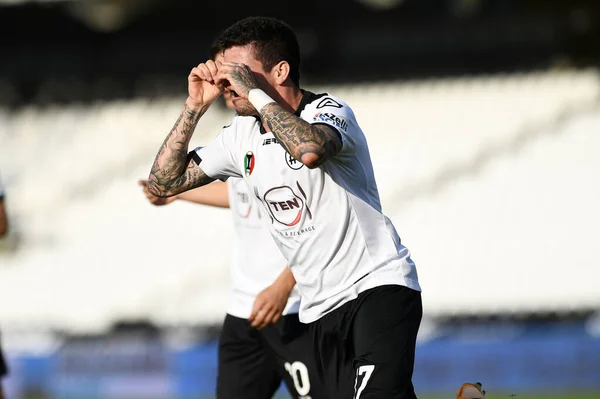 Diego Farias Dari Spezia Merayakan Setelah Mencetak Gol Selama Spezia — Stok Foto