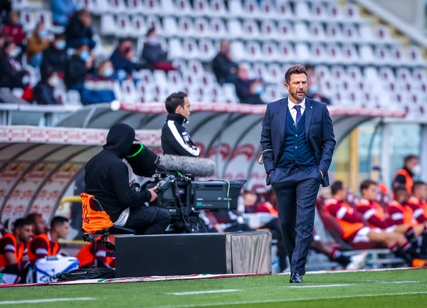 Główny Trener Cagliari Calcio Eusebio Francesco Podczas Meczu Serie 2020 — Zdjęcie stockowe