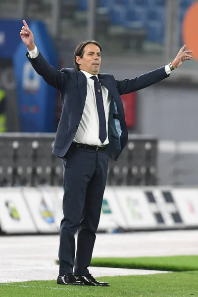 Ρωμη Ιταλια Οκτωβρίου Επικεφαλής Προπονητής Simone Inzaghi Των Lazio Χειρονομίες — Φωτογραφία Αρχείου