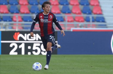Bologna 'dan Emanuel Vignato, 27 Ekim 2020' de İtalya 'nın Bologna kentindeki Renato Dall' Ara Stadyumu 'nda oynanan Coppa Italia maçında Bologna Fc-Reggina maçına çıktı. Fotoğraf Michele Nucci / LM