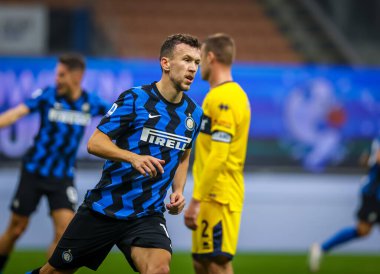 FC Internazionale takımından İvan Perisiç, 31 Ekim 2020 'de İtalya' nın başkenti Milano 'daki San Siro Stadyumu' nda oynanan FC Internazionale-Parma Calcio maçında golü kutluyor - Fotoğraf Fabrizio Carabelli / LM