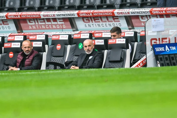 Stefano Pioli Coach Milan Podczas Meczu Udinese Mediolan Stadionie Dacia — Zdjęcie stockowe