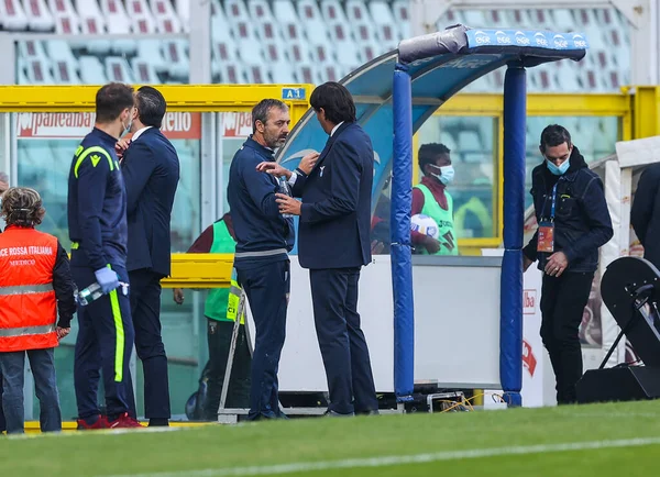 Główny Trener Torino Marco Giampaolo Główny Trener Lazio Simone Inzaghi — Zdjęcie stockowe