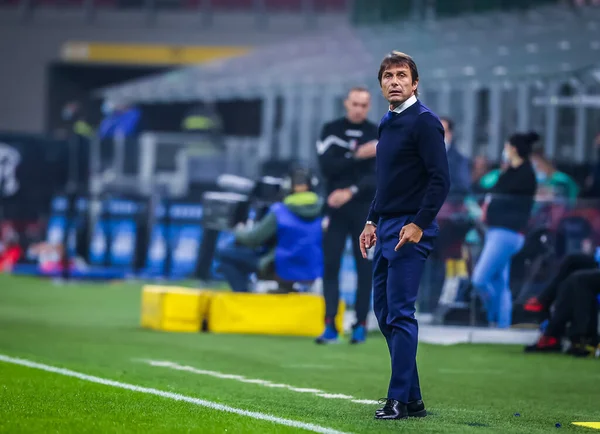 Główny Trener Internazionale Antonio Conte Podczas Meczu Serie 2020 Pomiędzy — Zdjęcie stockowe