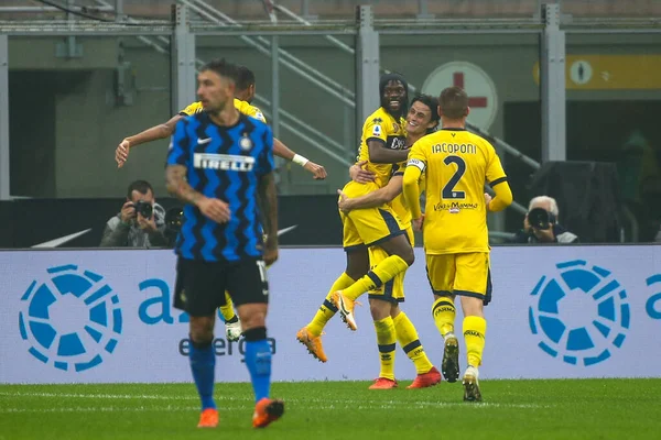 Gervinho Parma Calcio Comemora Seu Segundo Gol Durante Internazionale Parma — Fotografia de Stock
