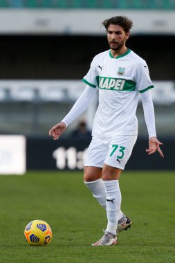 Manuel Locatelli (US Sassuolo Calcio) Hellas Verona-Sassuolo maçında - İtalya Serie A karşılaşması Verona, İtalya - 22 Kasım 2020