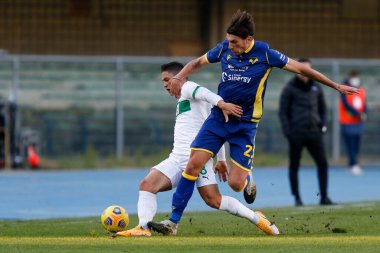 Giacomo Raspadori (US Sassuolo Calcio) ve Giangiacomo Magnani (Hellas Verona vs Sassuolo - İtalyan futbol serisi A maçı Verona, İtalya, 22 Kasım 2020 - Fotoğraf: LM / Francesco Scaccianoce