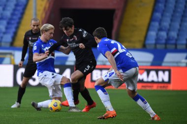 MorTEN THORSBY (Sampdoria), Aaron Hickey (Bologna), BARTOSZ BERESZYNSKI (Sampdoria) - İtalyan futbol takımı Serie A match in Genova, İtalya, 22 Kasım 2020 - Fotoğraf: LM / Danilo Vigo