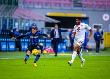 FC Internazionale 'den Nicolo Barella, 22 Kasım 2020 tarihinde San Siro Stadyumu' nda FC Internazionale ile Torino FC arasında oynanan 2020 / 21 karşılaşmasında - Fotoğraf: FCI / Fabrizio Carabelli / LM