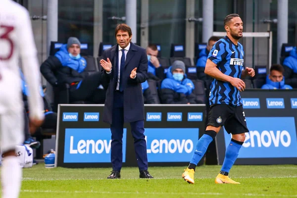 Główny Trener Antonio Conte Inter Podczas Internazionale Torino Włoski Mecz — Zdjęcie stockowe