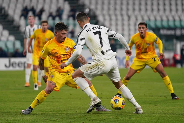 Cristiano Ronaldo Juventus Juventus Cagliari Calcio Italian Football Serie Match — стокове фото