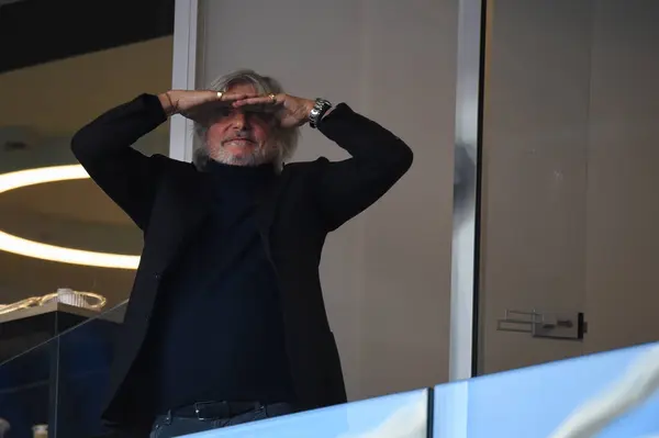 Presidente Sampdoria Massimo Ferrero Durante Sampdoria Bolonha Serie Jogo Italiano — Fotografia de Stock