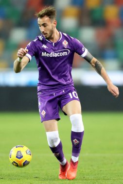 İtalya 'nın Udine şehrindeki Friuli-Dacia Arena Stadyumu' nda oynanan İtalyan Coppa Italia maçında Fiorentinas Gaetano Castrovilli, Udinese Calcio ile AC Fiorentina maçına çıktı. Fotoğraf Gabriele Menis / LM 