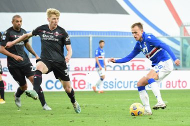 Jerdy Schouten (Bologna), MIKKEL DAMSGAARD (Sampdoria vs Bologna) - İtalyan futbol takımı Serie A match in Genova, İtalya, 22 Kasım 2020 - Fotoğraf: LM / Danilo Vigo