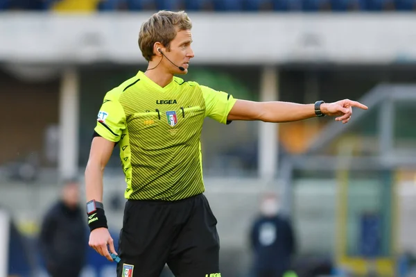 Arbitro Daniele Chiffi Durante Hellas Verona Sassuolo Calcio Partita Serie — Foto Stock