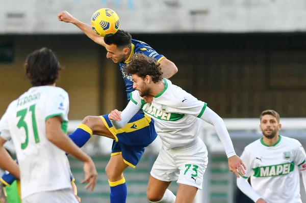 Nikola Kalinic Verona Manuel Locatelli Sassuolo Hellas Verona Sassuolo Calcio — Stok fotoğraf