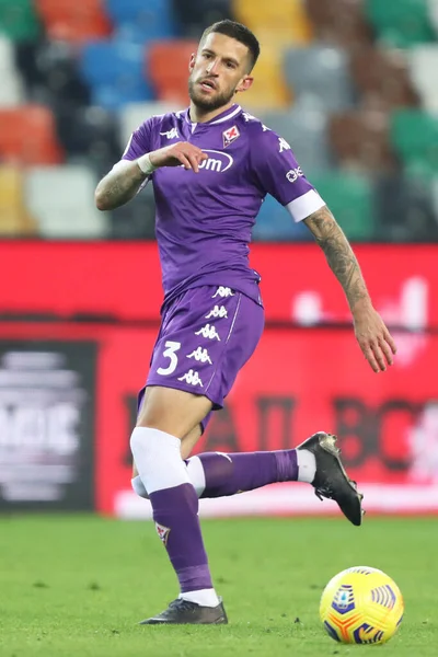 Fiorentinas Cristiano Biraghi Acción Durante Partido Fútbol Italiano Coppa Italia — Foto de Stock