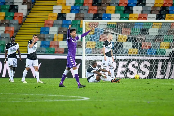 Objetivo Por Cristobal Montiel Fiorentina Felicidade Durante Udinese Calcio Acf — Fotografia de Stock