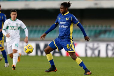 Adrien Tameze (Hellas Verona FC) Hellas Verona-Sassuolo maçında - İtalyan futbolcu Serie A karşılaşması Verona, İtalya - 22 Kasım 2020