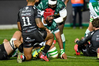 Hame Faiva (Benetton Treviso) Benetton Treviso ve Dragons Rugby - Rugby Guinness Pro 14 maçında gol attı: IN Treviso, İtalya, 29 Kasım 2020 - Fotoğraf: LM / Ettore Griffoni