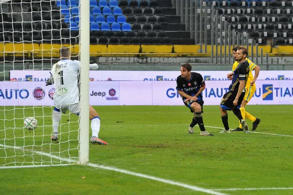 Manuel Iori Cittadella Marca Gol Durante Pisa Cittadella Campeonato Italiano — Fotografia de Stock