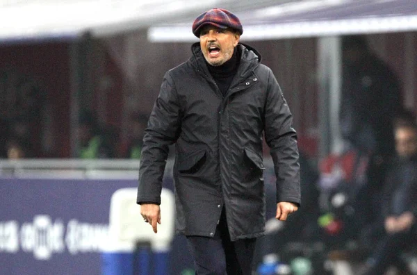 Bologna Főedzője Sinisa Mihajlovic Olasz Serie Futballmérkőzésen Bologna Crotone Renato — Stock Fotó