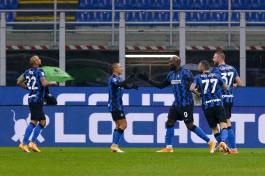 Romelu Lukaku (FC Internazionale), FC-Bologna Calcio maçında gol attıktan sonra İtalya 'nın Milano kentinde oynanan Serie A karşılaşmasını kutluyor - Fotoğraf: LM / Francesco Scaccianoce