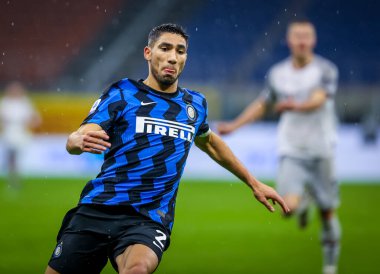FC Internazionale takımından Achraf Hakimi, FC Internazionale - FC Internazionale - Bologna FC - San Siro Stadyumu, Milan, İtalya - Fotoğraf: FCI / Fabrizio Carabelli / LM