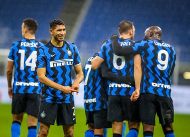 FC Internazionale takımından Achraf Hakimi, FC Internazionale - Bologna FC - San Siro Stadyumu, Milan - Fotoğraf: FCI / Fabrizio Carabelli / LM