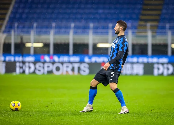 Roberto Gagliardini Internazionale Serie 2020 Football Match Internazionale Bologna San — 스톡 사진