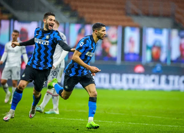 Achraf Hakimi Internazionale Scores Goal Serie 2020 Football Match Internazionale — Stock Photo, Image