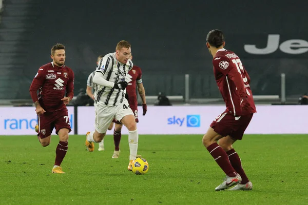 Dejan Kulusevski Juventus Podczas Juventus Torino Włoski Mecz Serie Turynie — Zdjęcie stockowe