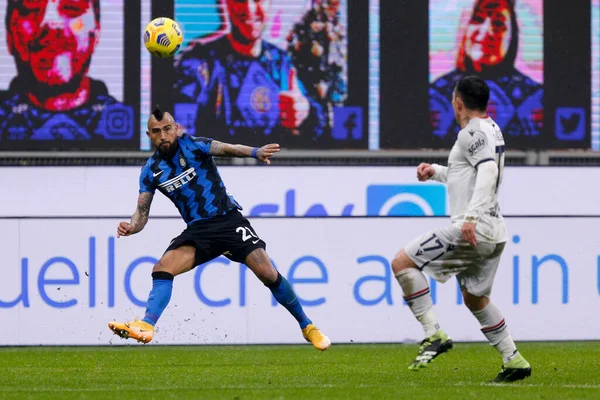 Arturo Vidal Internazionale Cruce Timpul Internazionale Bologna Calcio Meci Fotbal — Fotografie, imagine de stoc