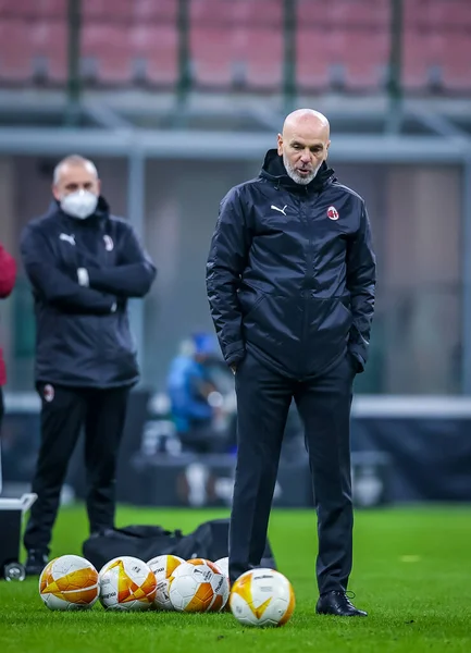 Entrenador Principal Del Milan Stefano Pioli Durante Partido Fútbol Uefa — Foto de Stock