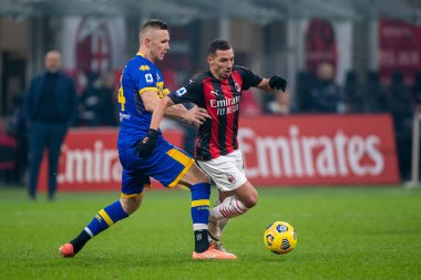 AC Milan 'dan Ismael Bennacer ve Parma Calcio' dan Jasmin Kurtiç AC Milan - Parma Calcio 1913 - İtalya Serie A maçı, İtalya, 13 Aralık 2020 - Fotoğraf: LM / Luca Rossini