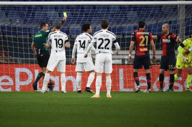 Genoa CFC-Juventus FC maçında Adrien Rabiot (Juventus) için sarı kart - İtalyan futbol serisi A maçı Cenova, İtalya, 13 Aralık 2020 - Fotoğraf: LM / Danilo Vigo