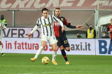 Federico Chiesa (Juventus), Marko Pjaca (Genoa) Ceneviz Konferansı sırasında CFC ile Juventus FC - İtalyan Serisi A maçı Cenova, İtalya, 13 Aralık 2020 - Fotoğraf: LM / Danilo Vigo