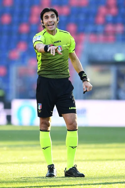 Gianpaolo Calvarese Árbitro Durante Bolonha Roma Futebol Italiano Série Jogo — Fotografia de Stock