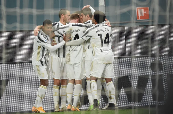 Team Juventus Celebrates Scoring Goal Genoa Cfc Juventus Italian Football — Stock Photo, Image