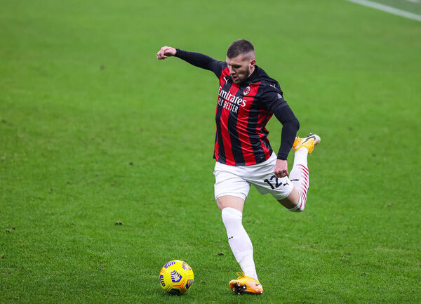 Ante Rebic of AC Milan during the Serie A 2020/21 football match between AC Milan vs Parma Calcio at the San Siro Stadium, Milan, Italy on December 13, 2020 - Photo FCI / Fabrizio Carabelli / LM