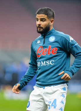 Serie A 2020 / 21 futbol karşılaşmasında SSC Napoli 'den Lorenzo Insigne ile San Siro Stadyumu' nda SSC Napoli arasında 16 Aralık 2020 - Fotoğraf: FCI / Fabrizio Carabelli / LM