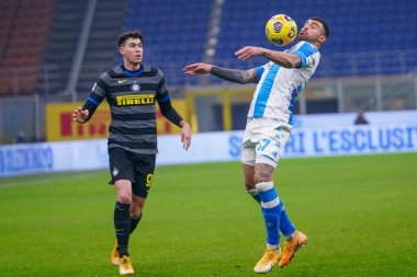 SSC Napoli 'den Andrea Petagna ve FC Internazionale' den Alessandro Bastoni FC Internazionale-SSC Napoli - İtalyan futbol takımı Serie A maçı, 16 Aralık 2020 - Fotoğraf: LM / Luca Rossini