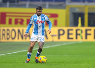 Serie A 2020 / 21 futbol karşılaşmasında SSC Napoli 'den Lorenzo Insigne ile San Siro Stadyumu' nda SSC Napoli arasında 16 Aralık 2020 - Fotoğraf: FCI / Fabrizio Carabelli / LM