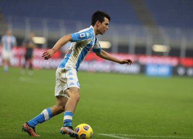 Serie A 2020 / 21 futbol karşılaşmasında SSC Napoli 'den Hirving Lozano ile San Siro Stadyumu' nda SSC Napoli arasında 16 Aralık 2020 - Fotoğraf: FCI / Fabrizio Carabelli / LM