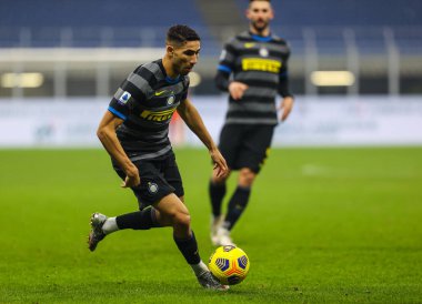 FC Internazionale takımından Achraf Hakimi, 16 Aralık 2020 'de San Siro Stadyumu' nda FC Internazionale ile SSC Napoli arasında oynanan 2020 / 21 futbol karşılaşmasında - Fotoğraf: FCI / Fabrizio Carabelli / LM